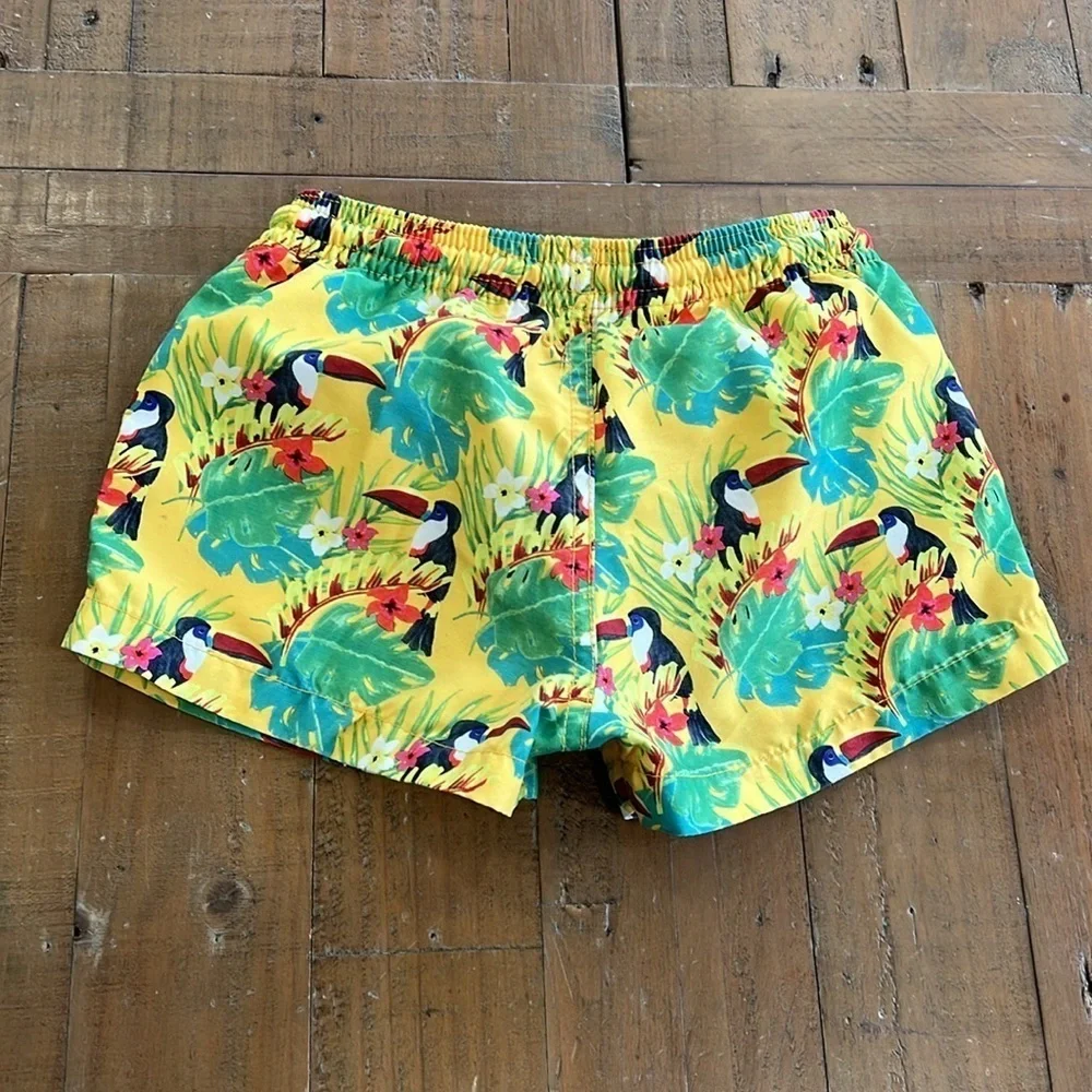 Zara yellow toucan swim shorts